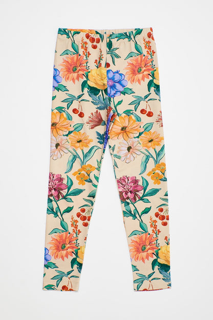 Flowers Leggings Beige